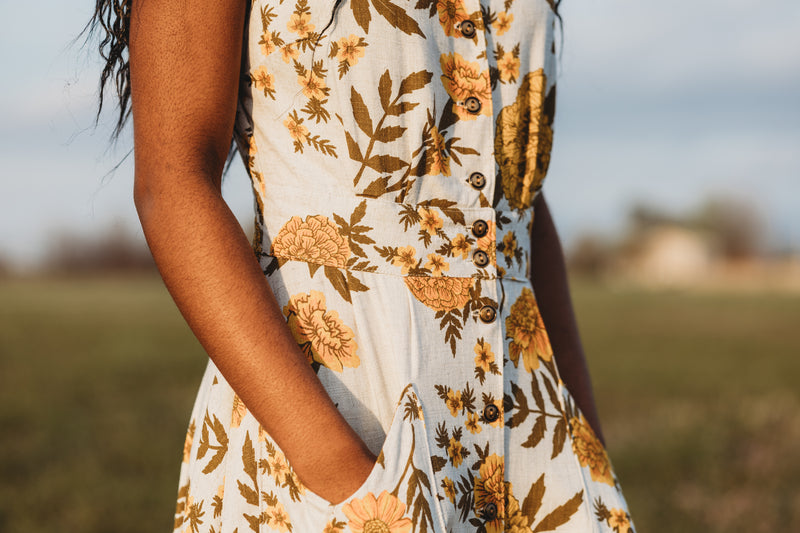 Sheet Dress in Oat Marigold Linen