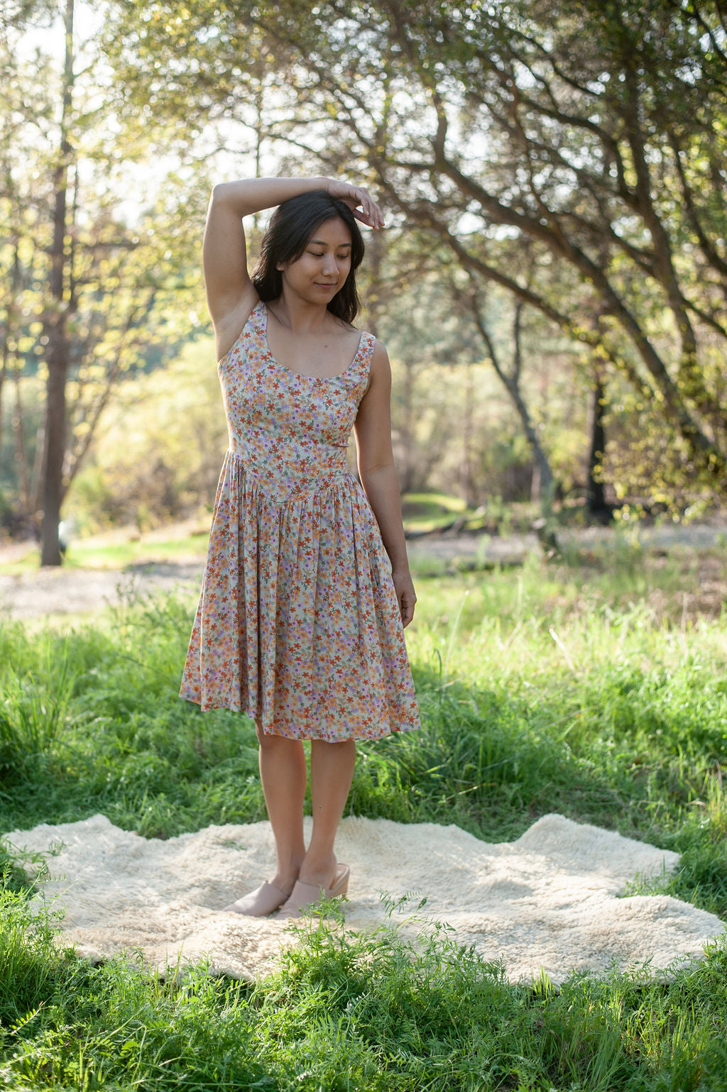 Agnes Dress in Calico Bloom Challis S