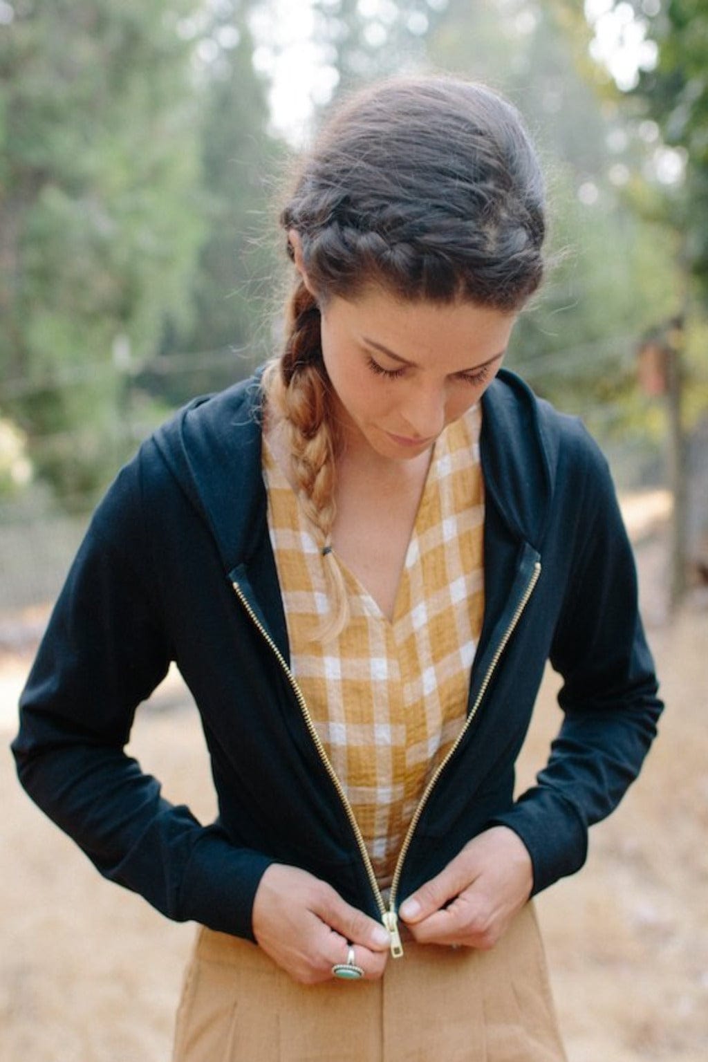 Cropped Hoodie in Black by Field Day