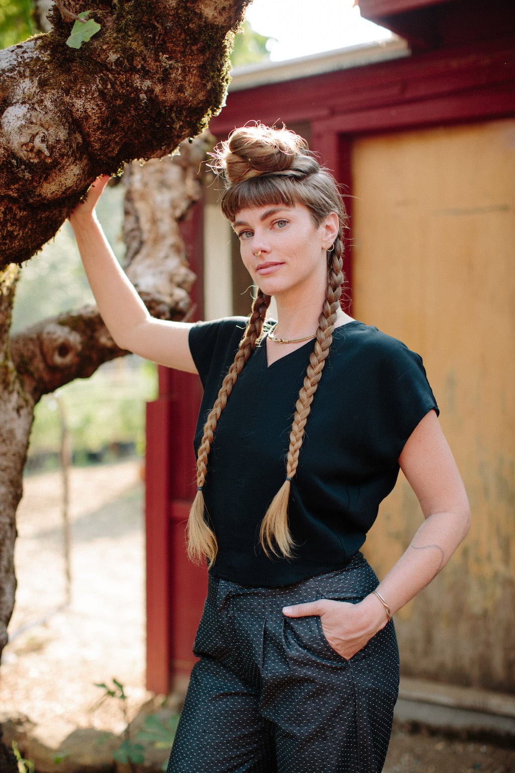 Dolman Top in Black Challis – Field Day