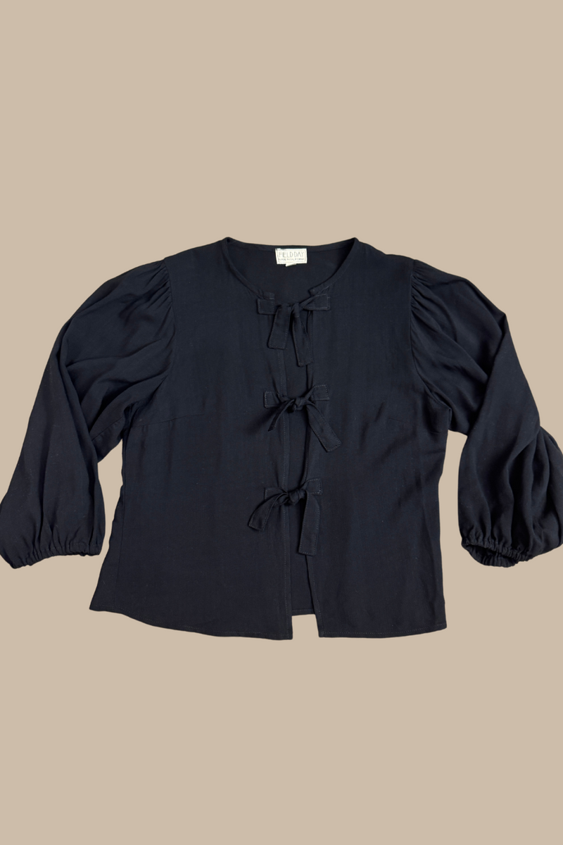Poet Top in Black Cotton