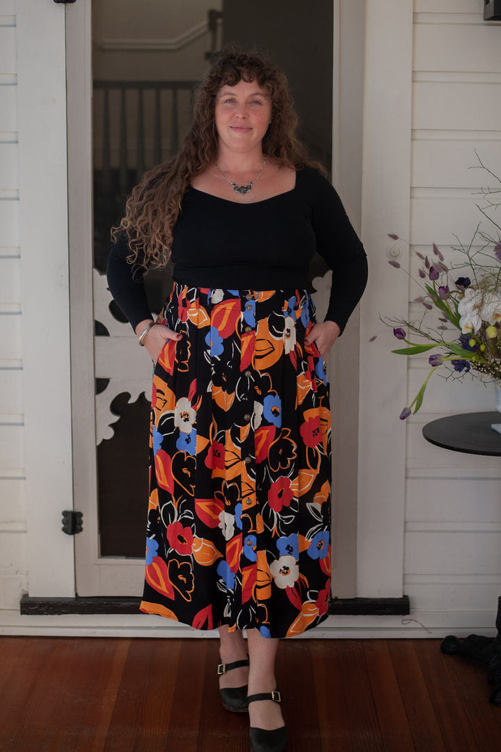 スカート Double-built Field Wrap Skirt N25SE039 Cotton Double Flower Print Skirt | Pasand by ne Quittez pas