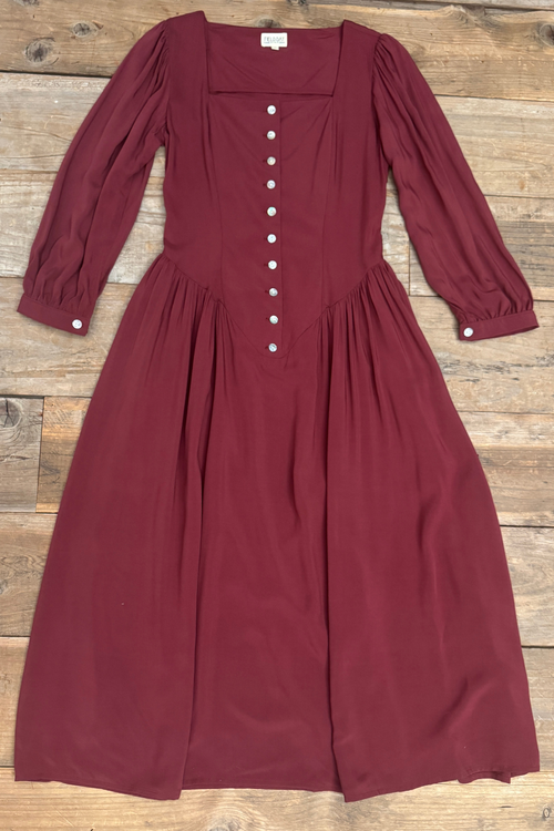 Prairie Dress in Merlot Challis