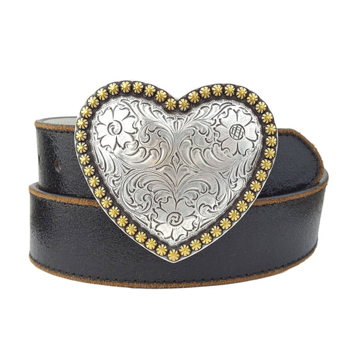 Western Heart Buckle w. Vintage Leather belt