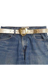 Vintage Love Heart Buckle w Cow Hair Leather Belt
