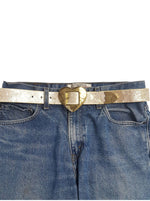 Vintage Love Heart Buckle w Cow Hair Leather Belt