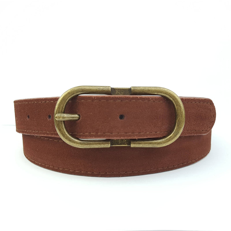 Basic Genuine Suede Belt with Oval Buckle