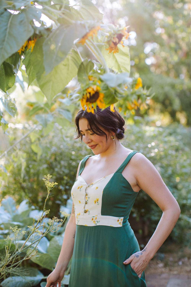 green poppy dress THE POPPY DRESS- GREEN MARIGOLD FloraWear Co
