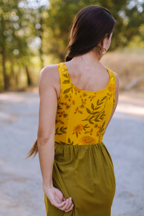 Josephine Dress in Pea Soup Marigold