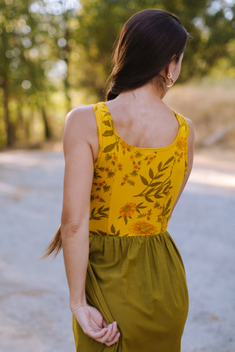 Josephine Dress in Pea Soup Marigold