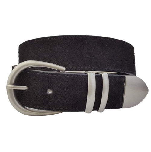 Genuine Suede Leather Belt w. buckle, loops and tip set