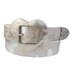 Vintage Love Heart Buckle w Cow Hair Leather Belt