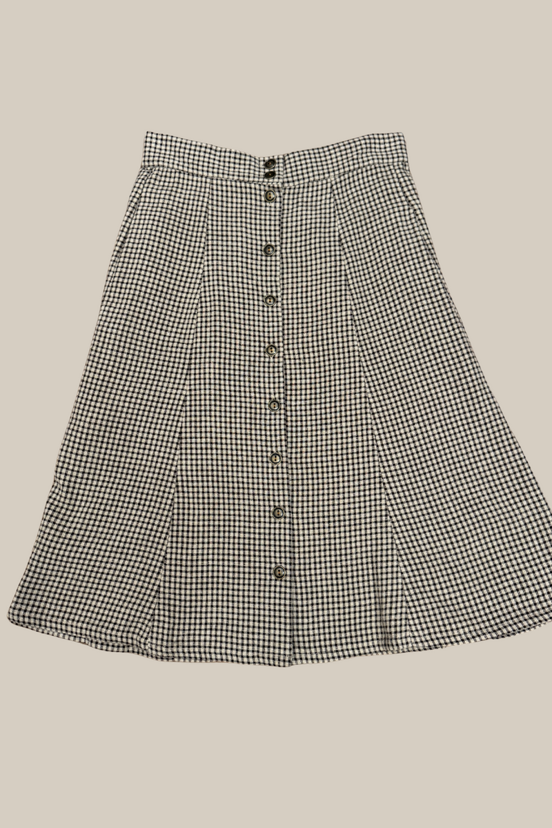 Bae Skirt in Black & Oat Cotton Gingham