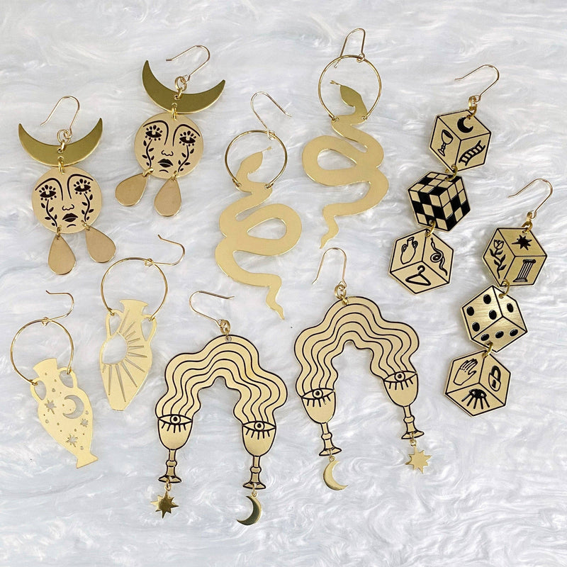 Horned Mother Moon Earrings