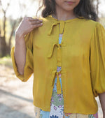 Poet Top in Mustard Crepe
