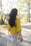 Poet Top in Mustard Crepe