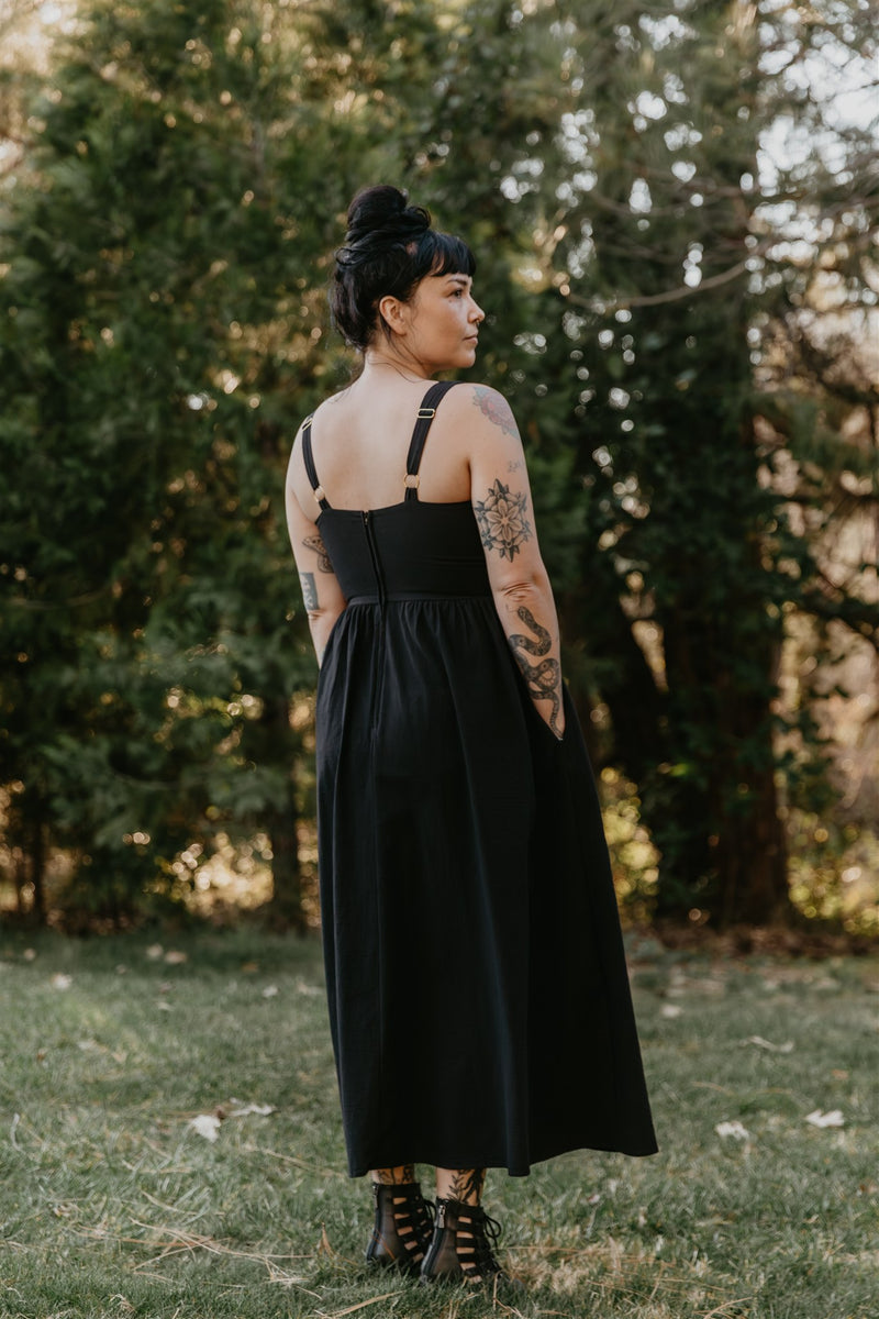 Long Agnes dress in Black Cotton L Long Agnes dress in Black Cotton L