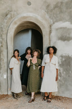 Tyrah Dress in Green Floral Calico Crepe