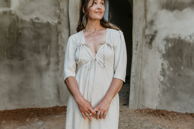 Tyrah Dress in Oat Linen