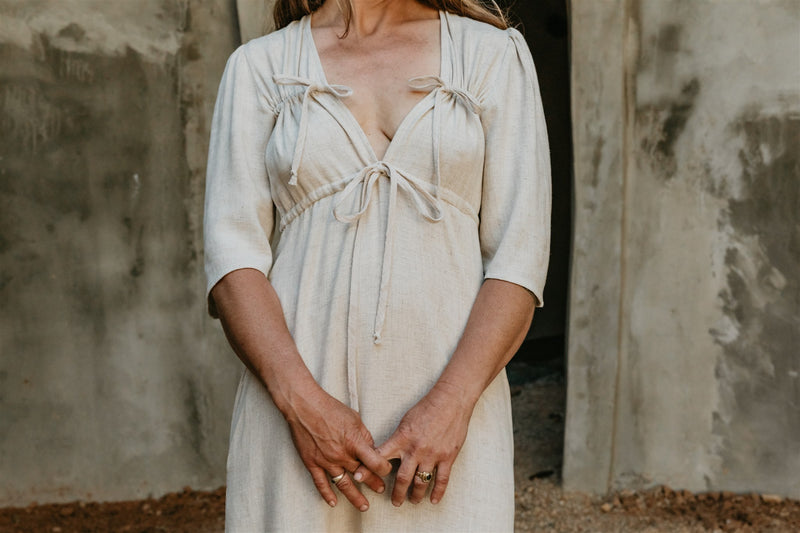 Tyrah Dress in Oat Linen