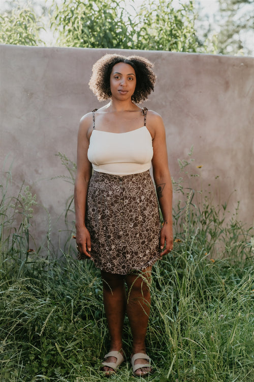Rah Rah Skirt in Brown and Oat Floral