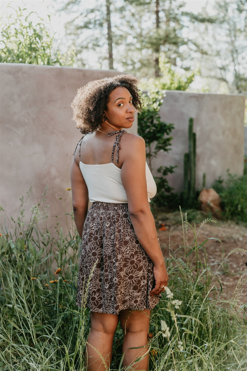 Rah Rah Skirt in Brown and Oat Floral