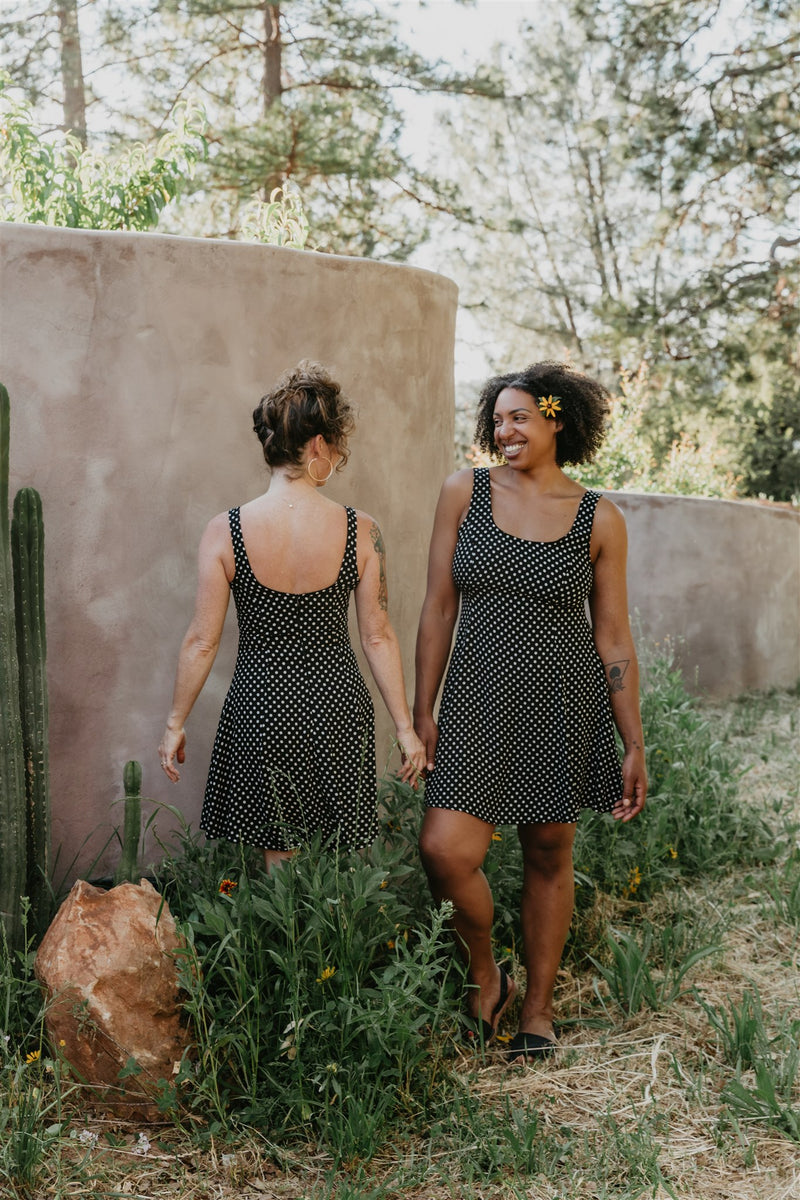 Delana Dress in Black and White Polka Dot