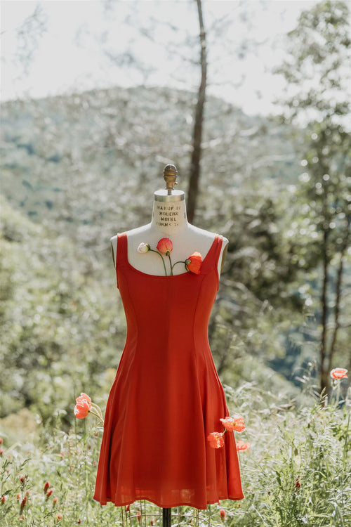 Delana Dress in Coral Challis