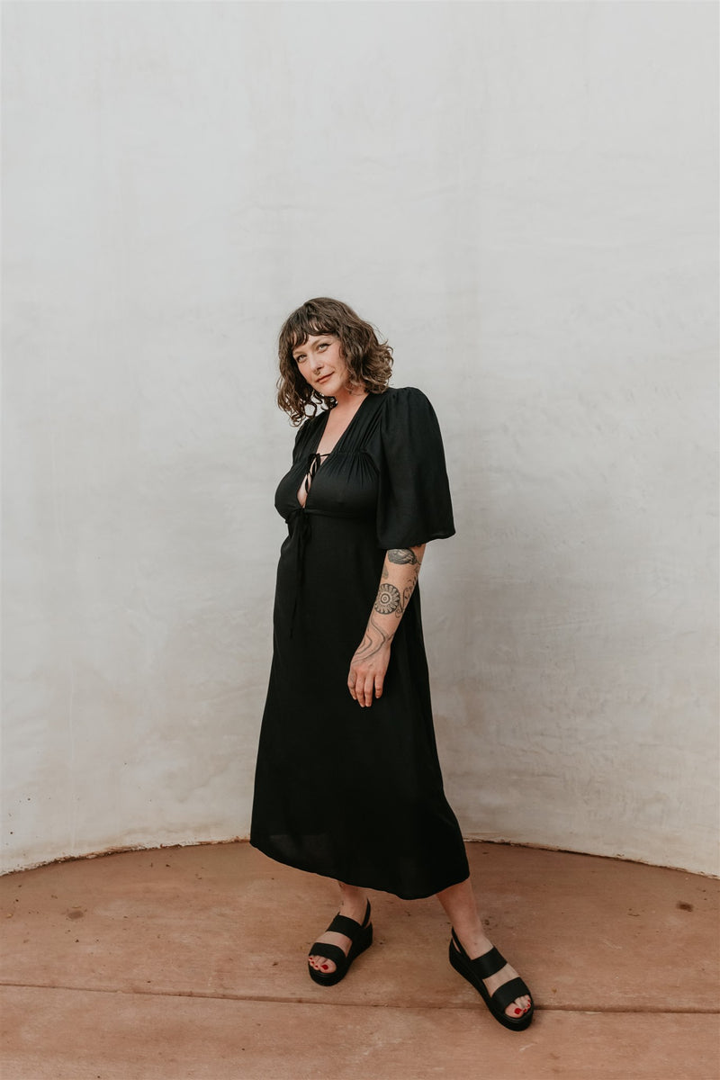 Tyrah Dress in Black Challis