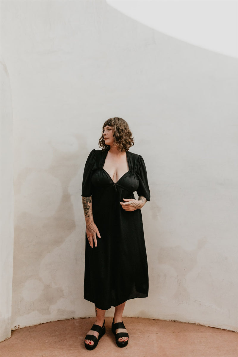 Tyrah Dress in Black Challis