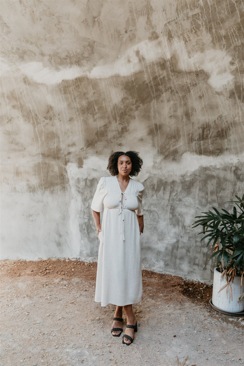 Tyrah Dress in Oat Linen