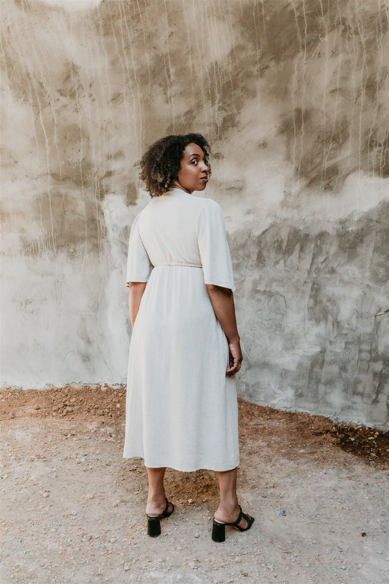 Tyrah Dress in Oat Linen