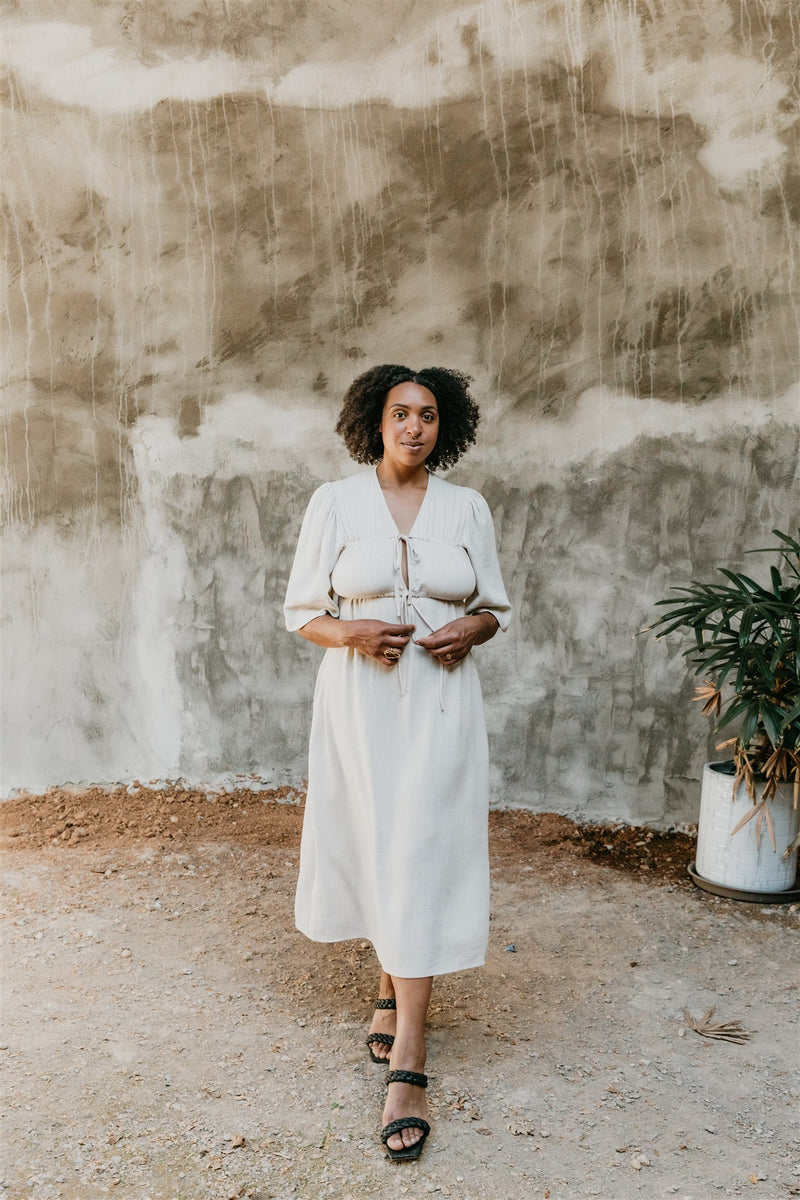 Tyrah Dress in Oat Linen