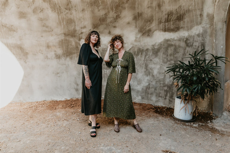 Tyrah Dress in Green Floral Calico Crepe