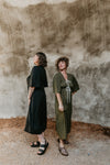 Tyrah Dress in Green Floral Calico Crepe