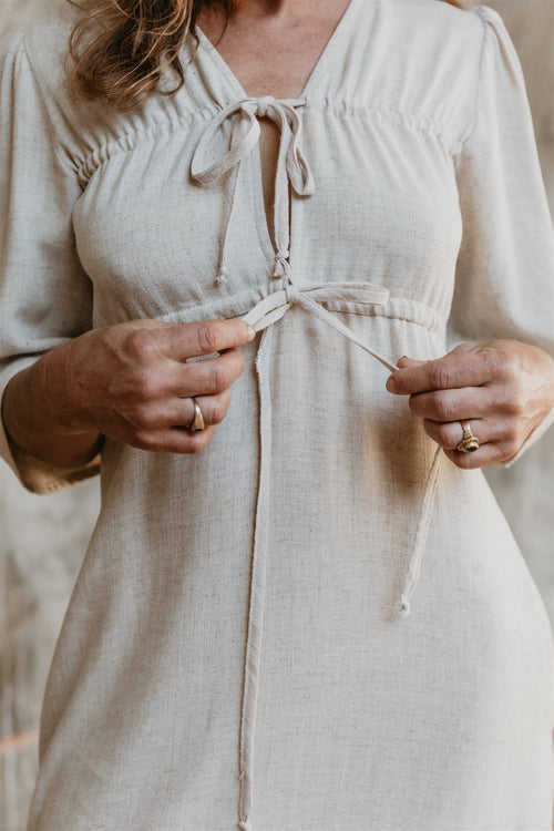 Tyrah Dress in Oat Linen