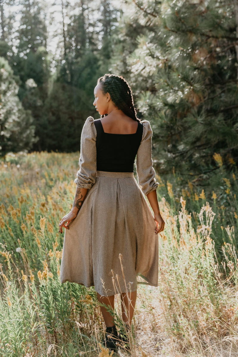 Elizabeth Top in Black on Gingham Cotton