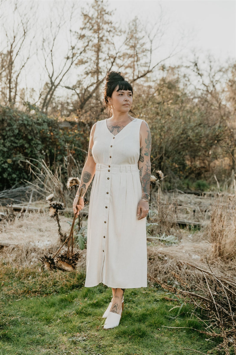 Trices Skirt in Textured Oat Irish Linen S