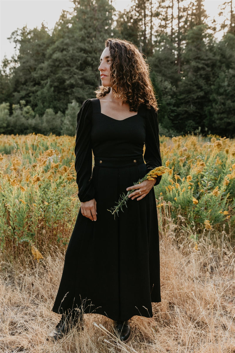 Rue Skirt in Black Crepe
