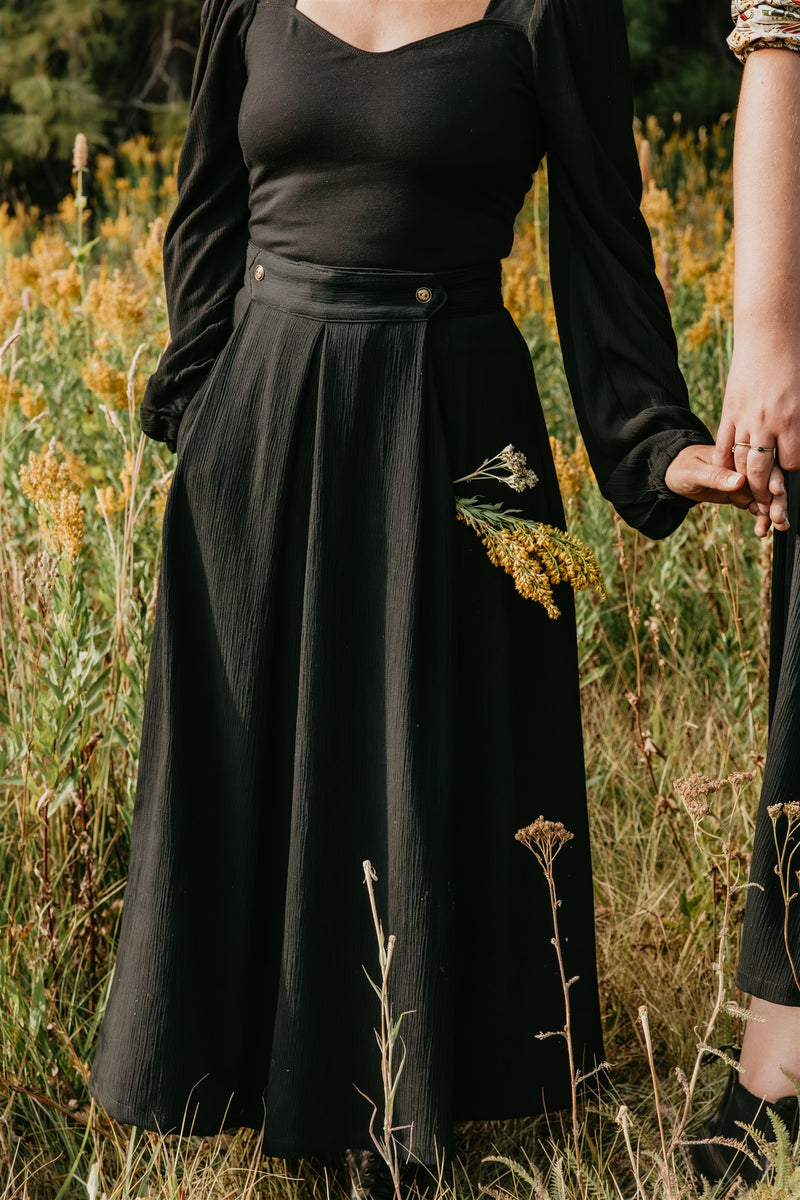 Rue Skirt in Black Crepe