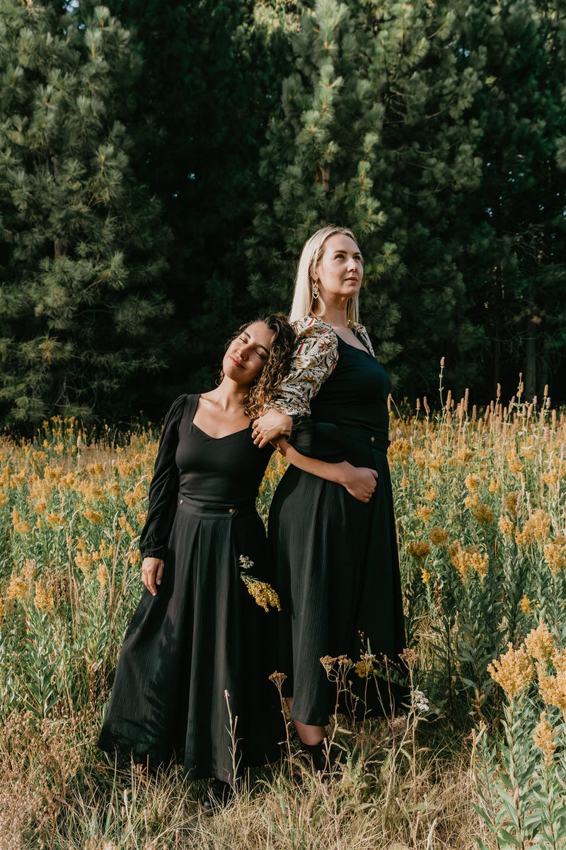 Rue Skirt in Black Crepe