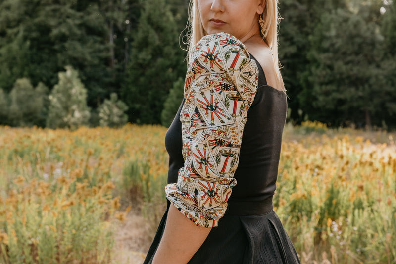 Elizabeth Top in Black on Tarot Cotton