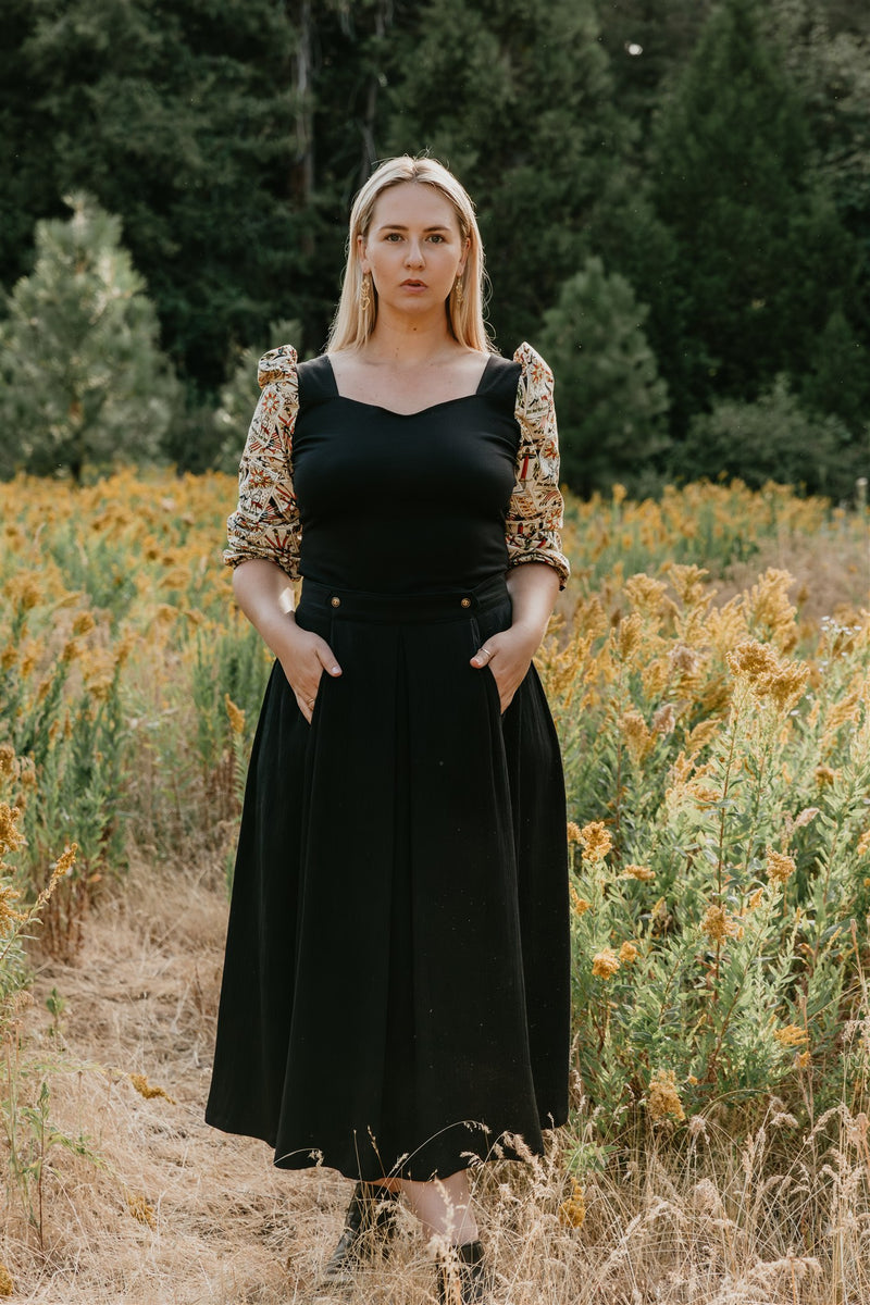Rue Skirt in Black Crepe