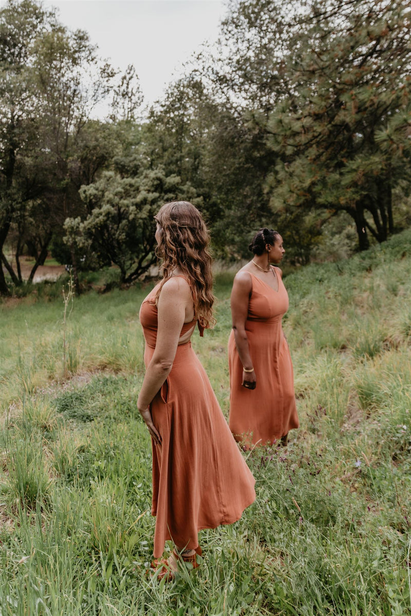 Meadow Dress in Ochre Irish Linen XS