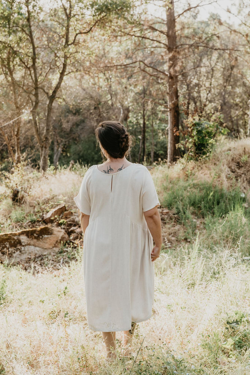 irish linen dresses Meadow Dress in Ochre Irish Linen Field Day