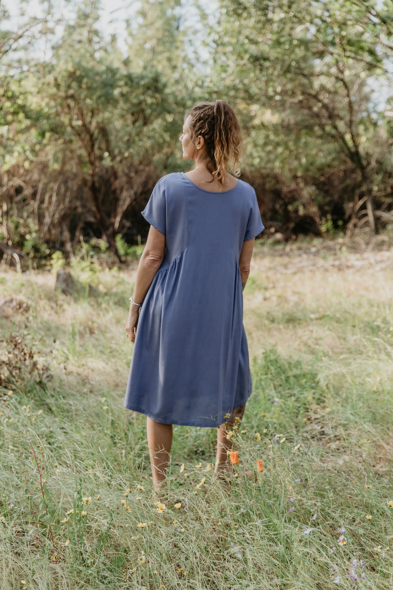 Nada Dress in Cornflower Blue Linen – Field Day