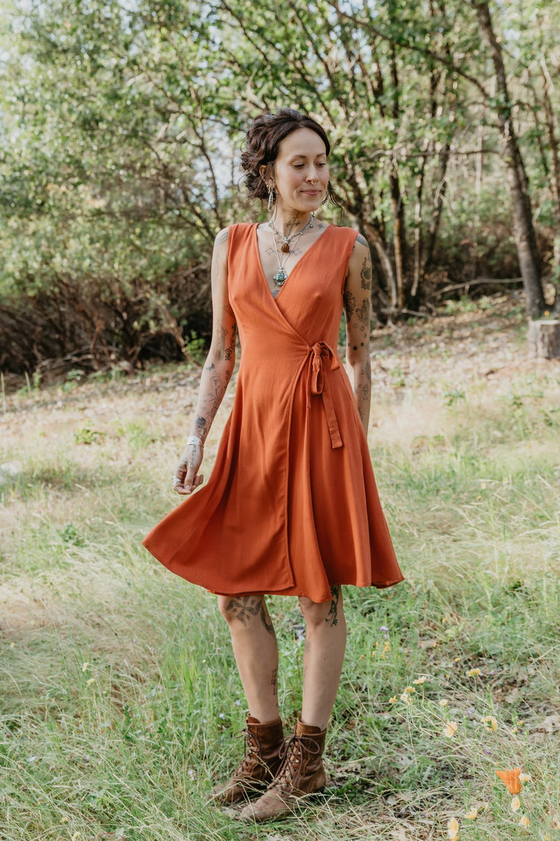 Thea Dress in Orange Linen – Field Day