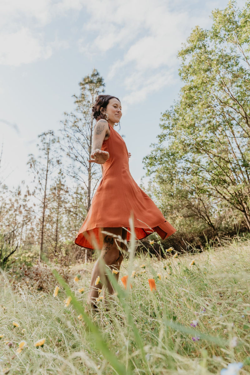 Thea Dress in Orange Linen – Field Day