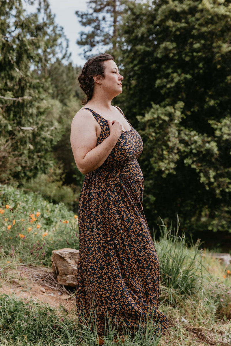 blue and brown fall dress Palesa Navy Blue and Brown Dress 2XL