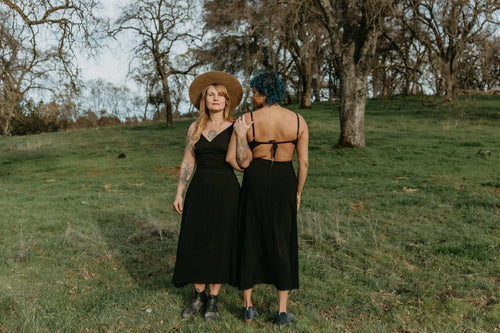 Meadow Dress in Black Challis